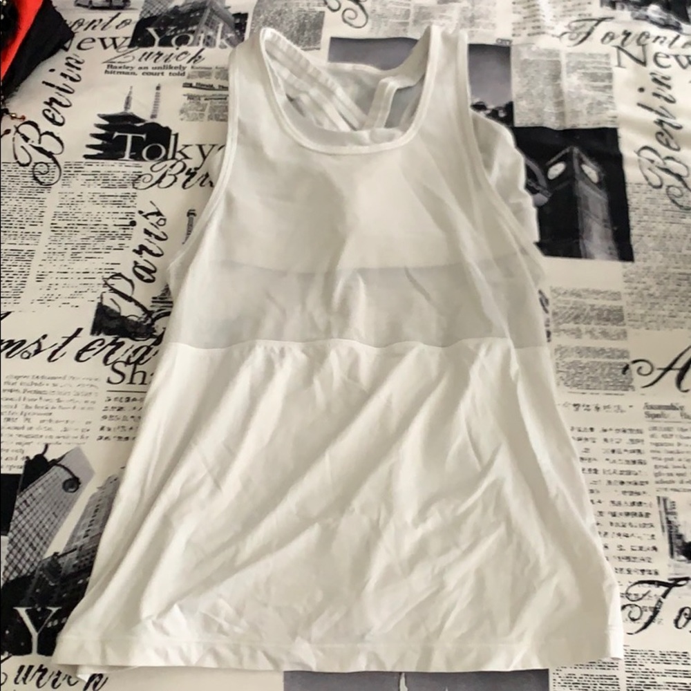 White lulu tank with built in bra